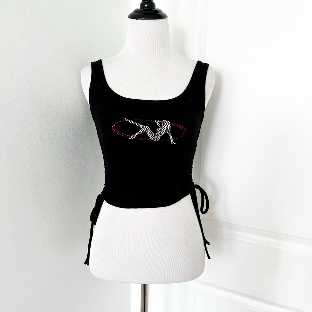 Named Collective Black Tank Top with Rhinestone Design - Small